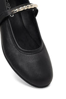Women's Black Buckled Leather Ballet Flat | Derimod Women's Black Buckled Leather Ballet Flat | Derimod
