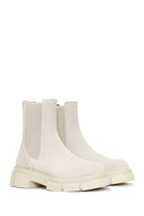 Women's Cream Suede Leather Chelsea Boots | Derimod Women's Cream Suede Leather Chelsea Boots | Derimod