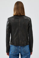 Weekend Women's Brown Vintage Leather Jacket | Derimod Weekend Women's Brown Vintage Leather Jacket | Derimod