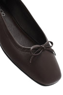 Derimod Flex Women's Brown Bowknot Leather Ballerinas | Derimod Derimod Flex Women's Brown Bowknot Leather Ballerinas | Derimod