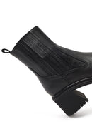 Women's Black Zippered Thick Heeled Leather Boot | Derimod Women's Black Zippered Thick Heeled Leather Boot | Derimod