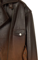Soho Woman Brown Short Oversize Biker Suede Jacket | Derimod Soho Woman Brown Short Oversize Biker Suede Jacket | Derimod