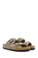 Birkenstock Men's Brown Arizona Double Buckle Leather Slippers | Derimod Birkenstock Men's Brown Arizona Double Buckle Leather Slippers | Derimod