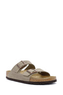 Birkenstock Men's Brown Arizona Double Buckle Leather Slippers | Derimod Birkenstock Men's Brown Arizona Double Buckle Leather Slippers | Derimod