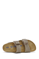 Birkenstock Men's Brown Arizona Double Buckle Leather Slippers | Derimod Birkenstock Men's Brown Arizona Double Buckle Leather Slippers | Derimod