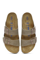 Birkenstock Men's Brown Arizona Double Buckle Leather Slippers | Derimod Birkenstock Men's Brown Arizona Double Buckle Leather Slippers | Derimod