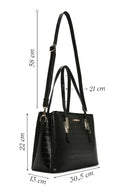 Women's Black Long Strap Crocodile Handbag | Derimod Women's Black Long Strap Crocodile Handbag | Derimod