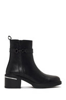 Woman Black Zip Closure Chunky-heeled Leather Boots | Derimod Woman Black Zip Closure Chunky-heeled Leather Boots | Derimod