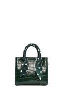Women's Green Accessory Detailed Long Strap Crocodile Patterned Handbag | Derimod Women's Green Accessory Detailed Long Strap Crocodile Patterned Handbag | Derimod