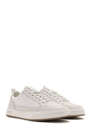 Erkek Beyaz Bağcıklı Deri Sneaker | Derimod Erkek Beyaz Bağcıklı Deri Sneaker | Derimod
