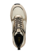 Geox Women Beige D Zarvıa A - Mesh+Pearl.Gbk Lace-Up Thick Sole Leather Sneaker | Derimod Geox Women Beige D Zarvıa A - Mesh+Pearl.Gbk Lace-Up Thick Sole Leather Sneaker | Derimod