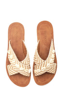Women's Beige Flat Slippers | Derimod Women's Beige Flat Slippers | Derimod