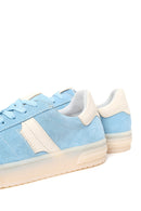 Woman Blue Lace-Up Suede Leather Sneakers | Derimod Woman Blue Lace-Up Suede Leather Sneakers | Derimod