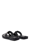 Women's Black Leather Slippers | Derimod Women's Black Leather Slippers | Derimod