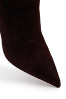 Woman Brown Zip Closure Thin-Heeled Suede Boots | Derimod Woman Brown Zip Closure Thin-Heeled Suede Boots | Derimod
