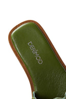 Women's Green Leather Braided Slippers | Derimod Women's Green Leather Braided Slippers | Derimod