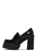 Women's Black Patent Leather Heeled Loafer | Derimod Women's Black Patent Leather Heeled Loafer | Derimod
