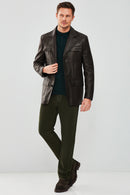 Kane Men's Black Blazer Safari Leather Jacket | Derimod Kane Men's Black Blazer Safari Leather Jacket | Derimod