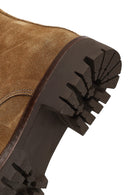 Women's Tan Zippered Thick-Soled Suede Leather Ankle Boots | Derimod Women's Tan Zippered Thick-Soled Suede Leather Ankle Boots | Derimod
