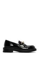 Kadın Siyah Rugan Deri Tokalı Klasik Loafer | Derimod Kadın Siyah Rugan Deri Tokalı Klasik Loafer | Derimod