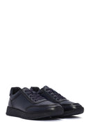 Men's Navy Blue Lace-Up Leather Sneaker | Derimod Men's Navy Blue Lace-Up Leather Sneaker | Derimod