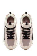 Women's Beige Lace-Up Thick-Soled Sneaker | Derimod Women's Beige Lace-Up Thick-Soled Sneaker | Derimod