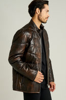 Buffon Men's Leather Jacket | Derimod Buffon Men's Leather Jacket | Derimod