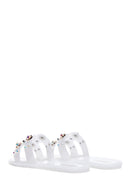 Women's White Jelly Stone Slippers | Derimod Women's White Jelly Stone Slippers | Derimod