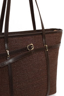 Woman Brown Straw Shoulder Bag | Derimod Woman Brown Straw Shoulder Bag | Derimod