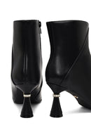 Women's Black Zippered Stone Detailed Heeled Boot | Derimod Women's Black Zippered Stone Detailed Heeled Boot | Derimod