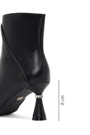 Women's Black Zippered Stone Detailed Heeled Boot | Derimod Women's Black Zippered Stone Detailed Heeled Boot | Derimod