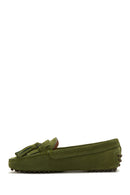 Kadın Yeşil Püskül Detaylı Süet Deri Loafer | Derimod Kadın Yeşil Püskül Detaylı Süet Deri Loafer | Derimod