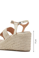 Women's Gold Ankle Strap Metallic Wedge Heel Espadrilles | Derimod Women's Gold Ankle Strap Metallic Wedge Heel Espadrilles | Derimod