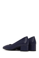 Derimod Flex Women Navy Blue Thick Heeled Leather Shoes | Derimod Derimod Flex Women Navy Blue Thick Heeled Leather Shoes | Derimod