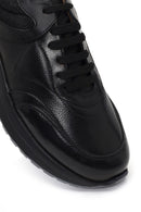 Men's Black Lace-Up Thick-Soled Leather Sneaker | Derimod Men's Black Lace-Up Thick-Soled Leather Sneaker | Derimod