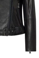 Angel-X Women's Black Biker Leather Jacket | Derimod Angel-X Women's Black Biker Leather Jacket | Derimod