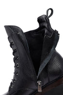 Women's Black Lace-Up Zipper Leather Combat Boots | Derimod Women's Black Lace-Up Zipper Leather Combat Boots | Derimod