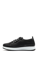Women's Black Lace-Up Thick-Soled Patterned Leather Comfort Shoes | Derimod Women's Black Lace-Up Thick-Soled Patterned Leather Comfort Shoes | Derimod