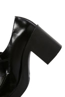 Kadın Siyah Rugan Deri Topuklu Loafer | Derimod Kadın Siyah Rugan Deri Topuklu Loafer | Derimod