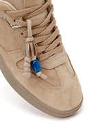 Woman Beige Lace-up Suede Leather Sneaker | Derimod Woman Beige Lace-up Suede Leather Sneaker | Derimod