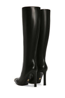 Women's Black Zippered High Thin Heeled Leather Boots | Derimod Women's Black Zippered High Thin Heeled Leather Boots | Derimod