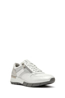 Women's White Lace-Up Side Zipper Leather Sneaker | Derimod Women's White Lace-Up Side Zipper Leather Sneaker | Derimod