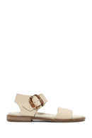 Women's Cream Buckled Leather Sandals | Derimod Women's Cream Buckled Leather Sandals | Derimod