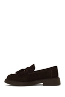 Woman Brown Thick-Soled Tassel Suede Loafer | Derimod Woman Brown Thick-Soled Tassel Suede Loafer | Derimod