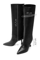 Women's Black Leather Heeled Boots | Derimod Women's Black Leather Heeled Boots | Derimod