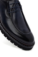 Male Navy Lace-up Thick-Soled Leather Casual Shoes | Derimod Male Navy Lace-up Thick-Soled Leather Casual Shoes | Derimod