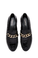 Women's Black Leather Buckle Crocodile Classic Loafer | Derimod Women's Black Leather Buckle Crocodile Classic Loafer | Derimod
