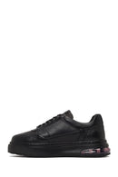 Men's Black Lace-Up Thick-Soled Leather Sneaker | Derimod Men's Black Lace-Up Thick-Soled Leather Sneaker | Derimod