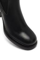 Women's Black Thick Heeled Leather Chelsea Boot | Derimod Women's Black Thick Heeled Leather Chelsea Boot | Derimod