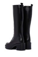 Women's Black Zipper Heeled Leather Boots | Derimod Women's Black Zipper Heeled Leather Boots | Derimod